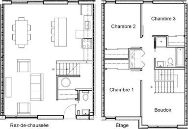 Maison de ville 3 chambres + boudoir